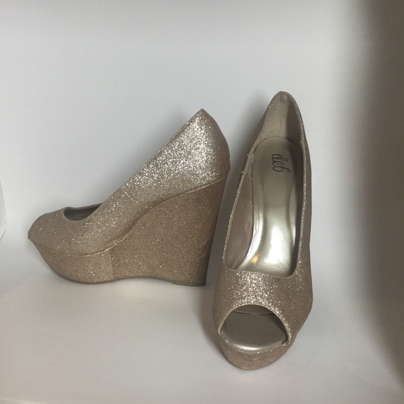 Deb, Gold Sparkly, Platform Cushioned Insole, - Picture 9 of 9